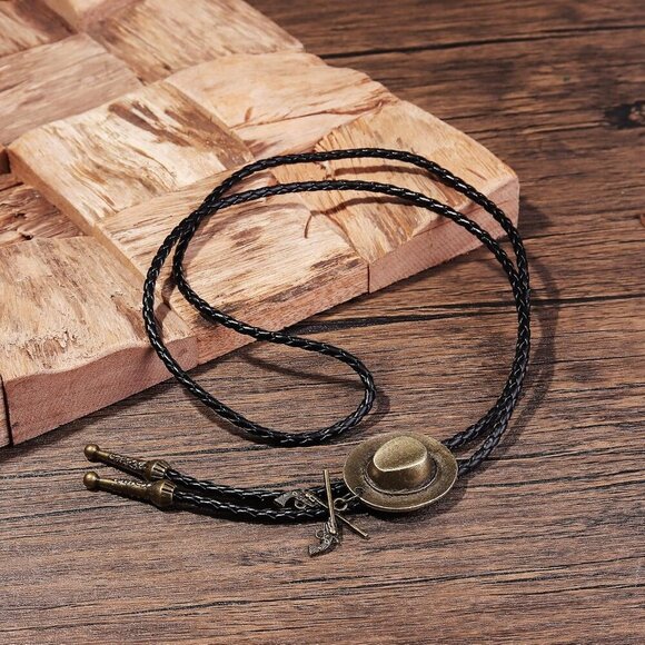 6Pcs Bolo Tie Set for Men, Western Cowboy, Turquoise & Tiger Eye Stone Neck Tie - Picture 8 of 9